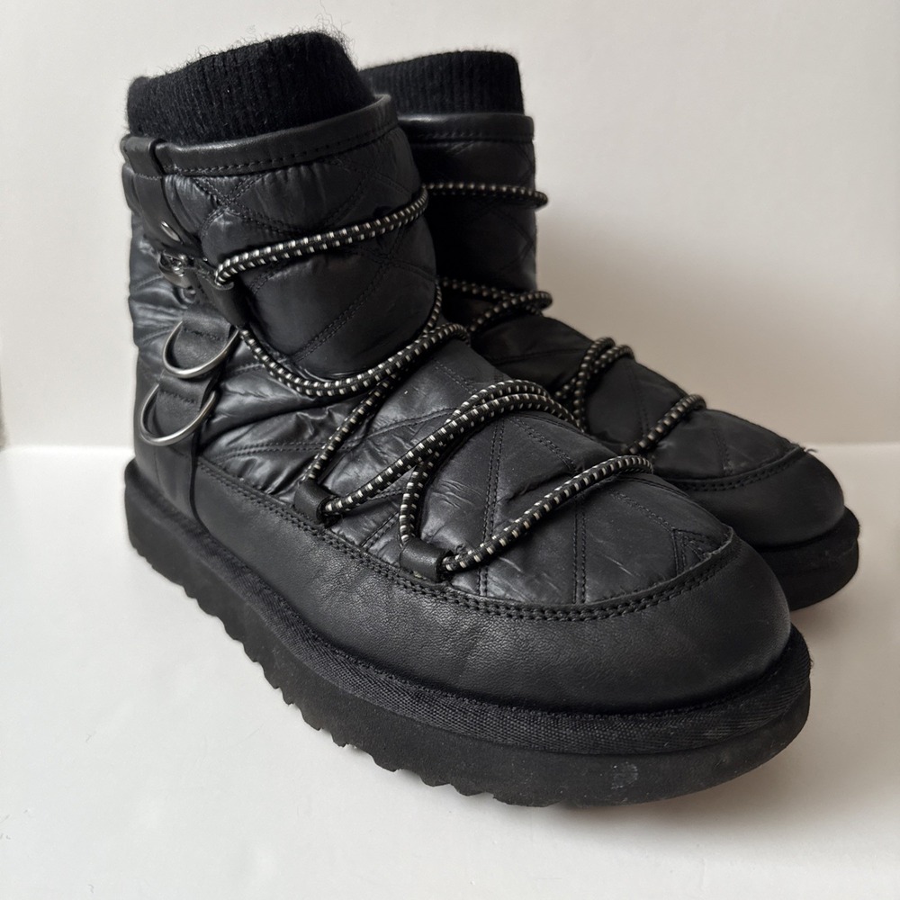 UGG CLASSIC SHORT PUFF MOMMA LAKES & LIGHTS BLACK BOOTS US 8 / EU 39‎ / UK 6